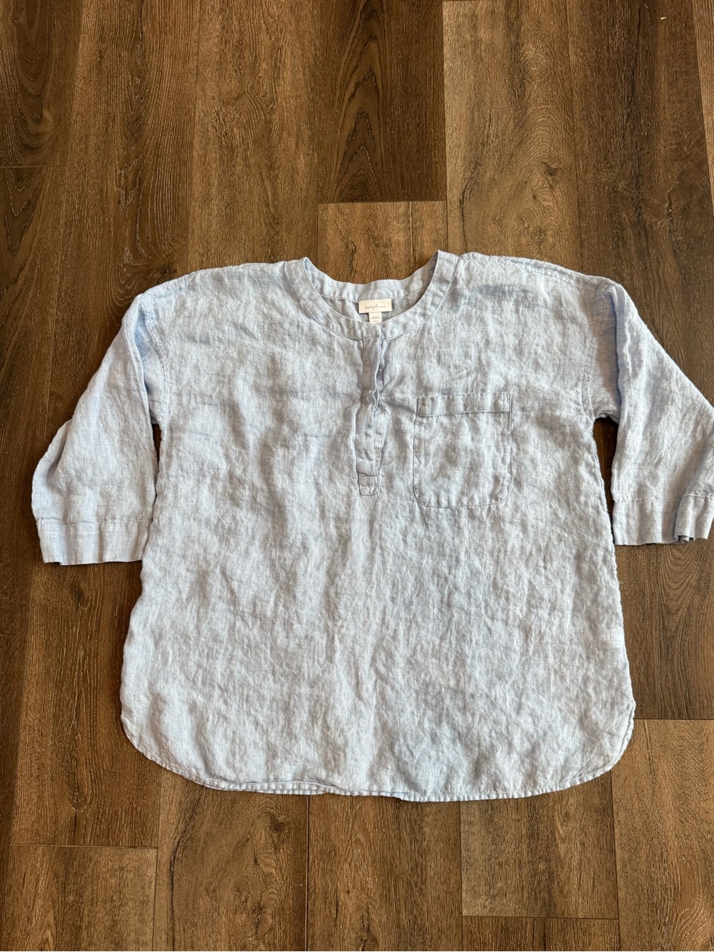 Pure Jill Linen Light Blue Top Women’s Size Large Petite